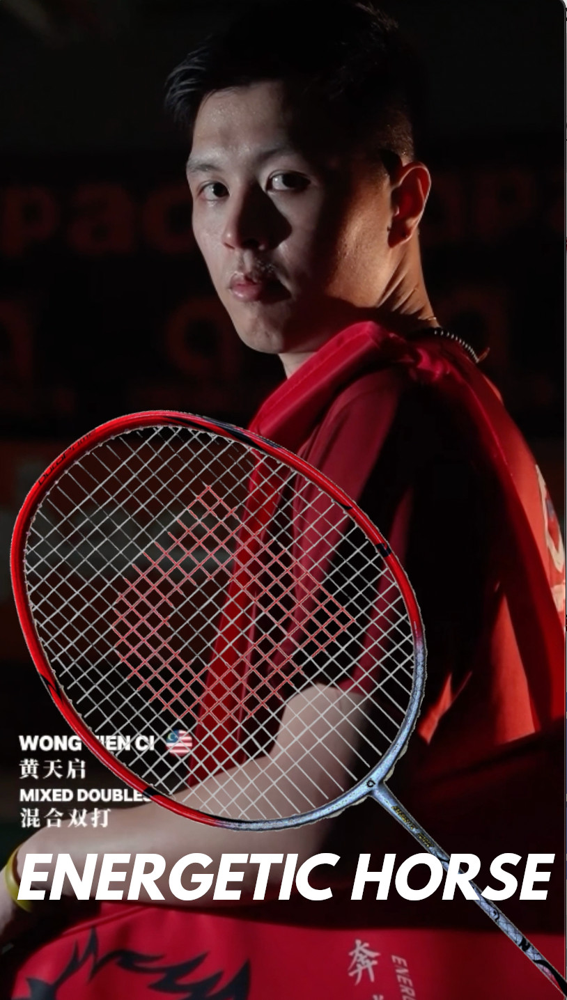 Apacs - Energetic Horse Limited Edition Bright Red Silver Badminton Racket with Single Bag